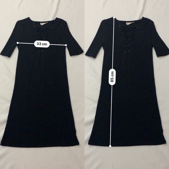 3/$30 - Harlow Black Ribbed Tie Front Dress Size M - Picture 6 of 7